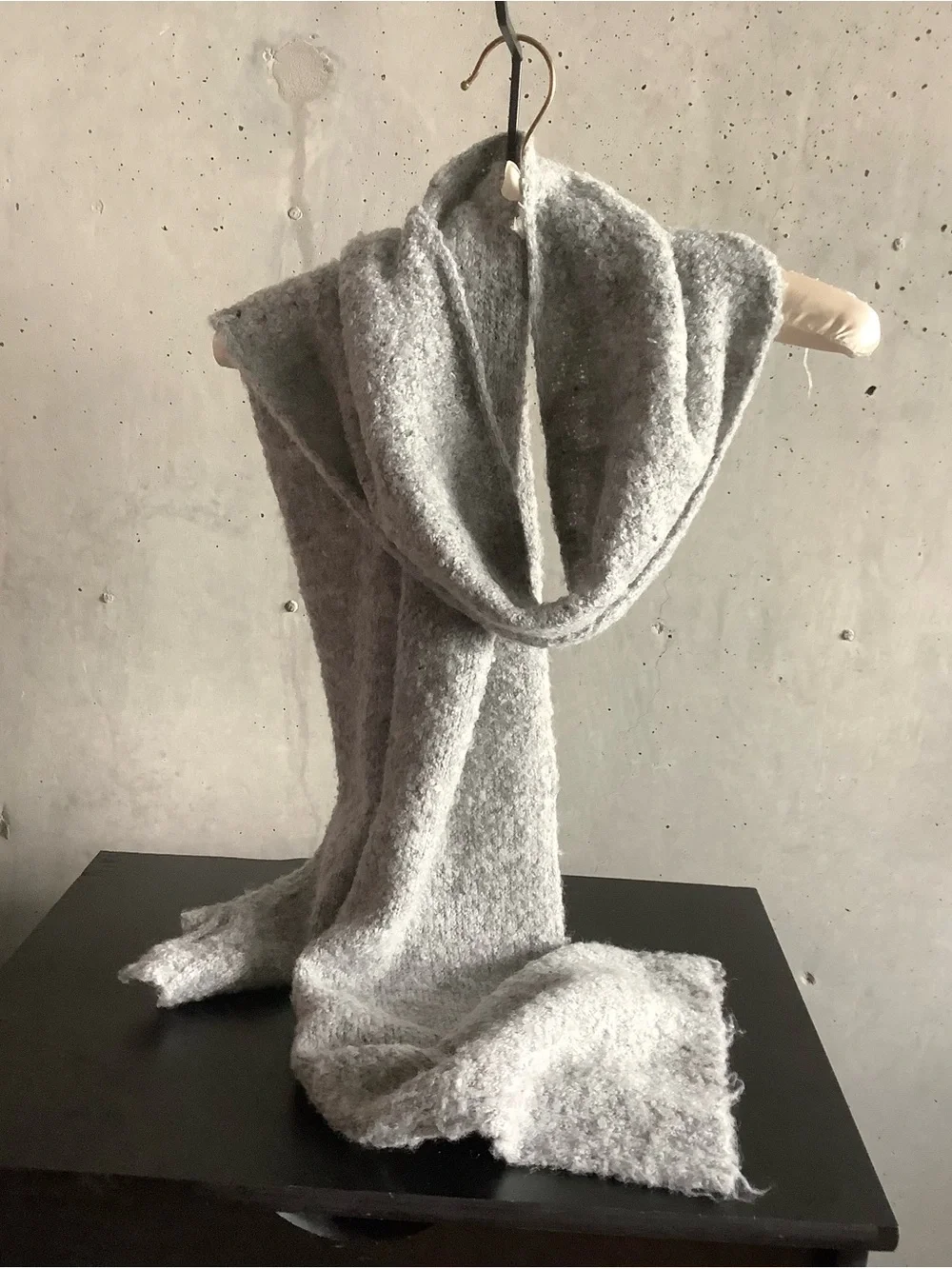 H&M Gray Textured Wool Blend Long Scarf